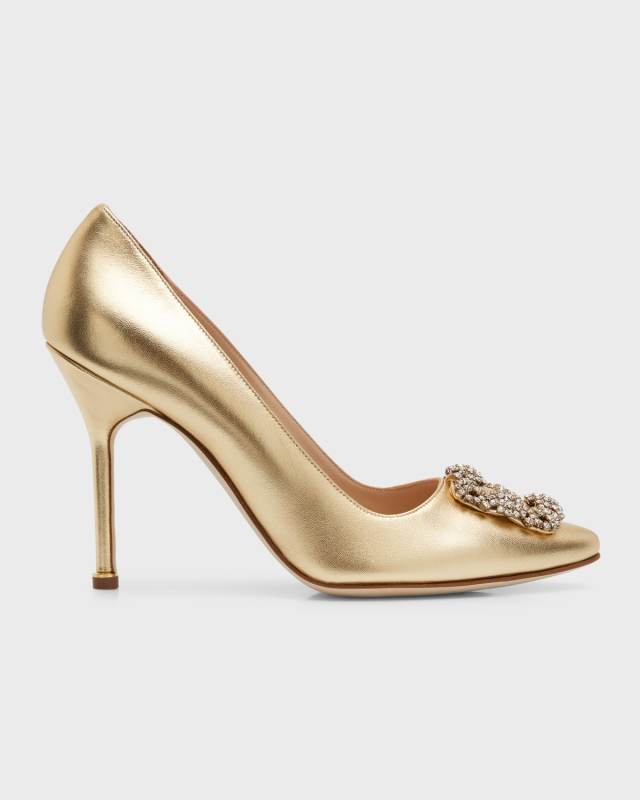 Hangisi 105mm Crystal-Buckle Pumps